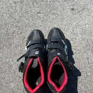 Peloton//Black and Red Cycling Shoes